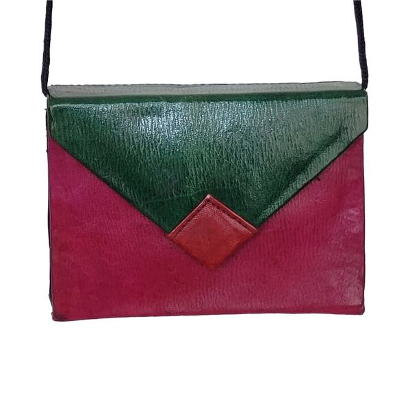 Vintage Multi Royal Colored Leather Mini Crossbody Bag Made in Tokyo - Picture 3 of 13